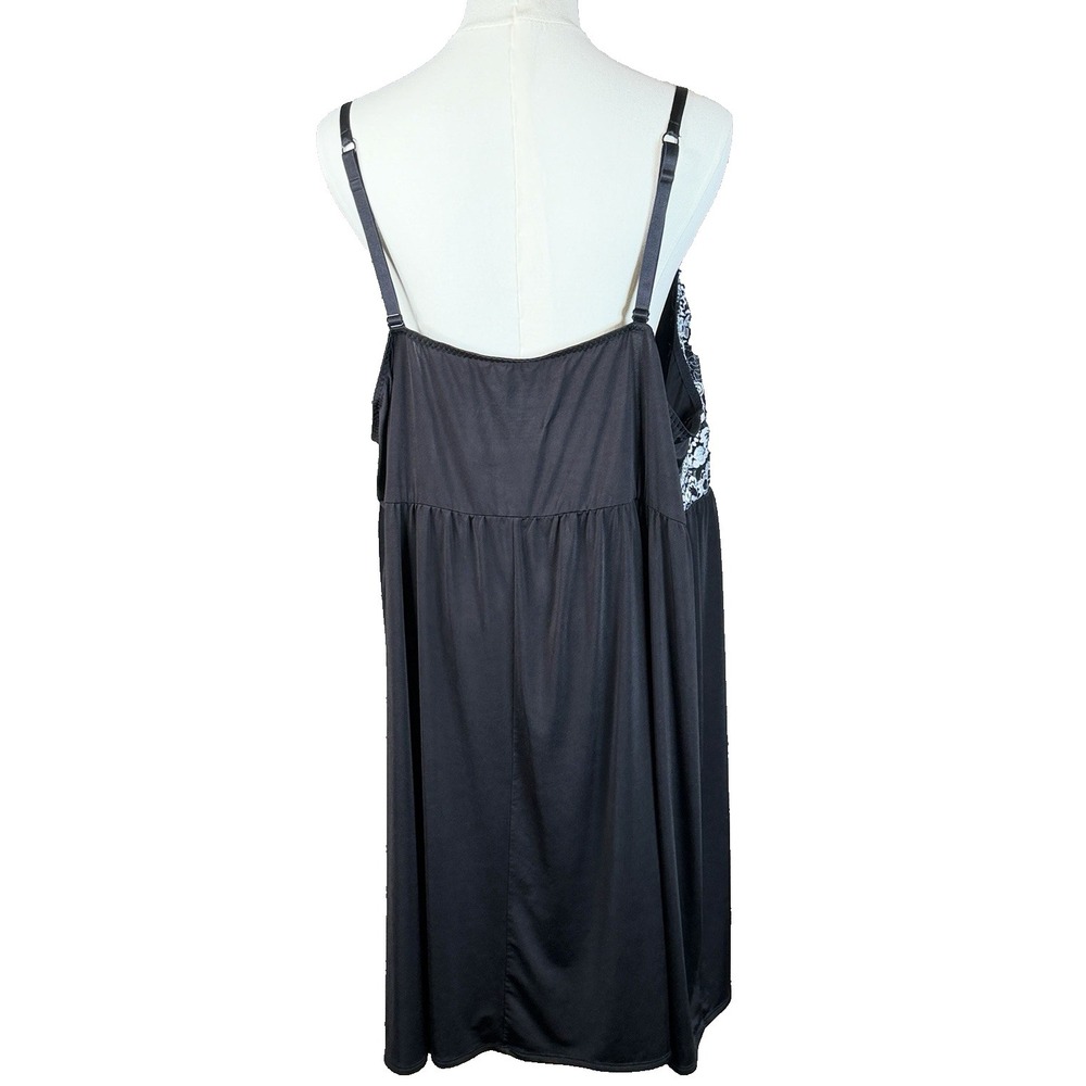3X Delta Burke Vintage Black Flora Lace Babydoll Lingerie Nightie Chemise Slip - Picture 7 of 11